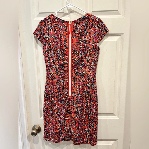 Eliza J Womens Dress Pink Orange Size 4 Sheath Short Sleeve Satin‎ Polyester - Picture 7 of 8